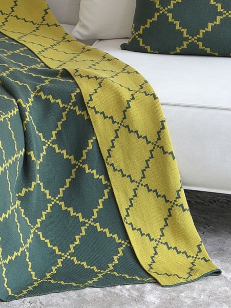 Покривало бавовняне 150x200 LA MODNO DIAMOND Green-Yellow (100% бавовна) зелене 200175 фото